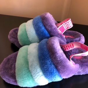 Ugg fluffy pride slippers only worn to try on .